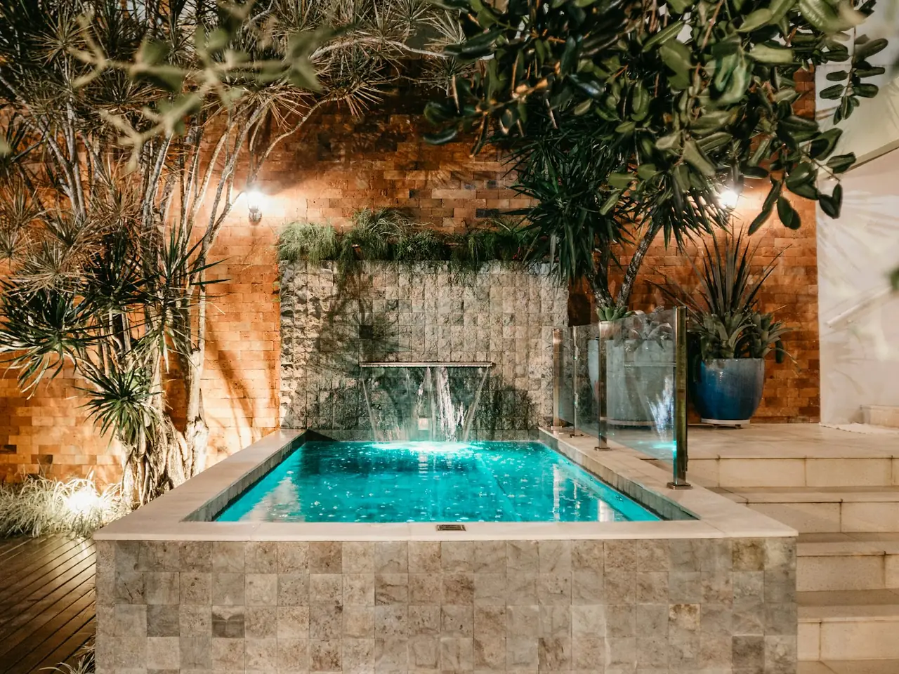 Small courtyard pool with clear water
